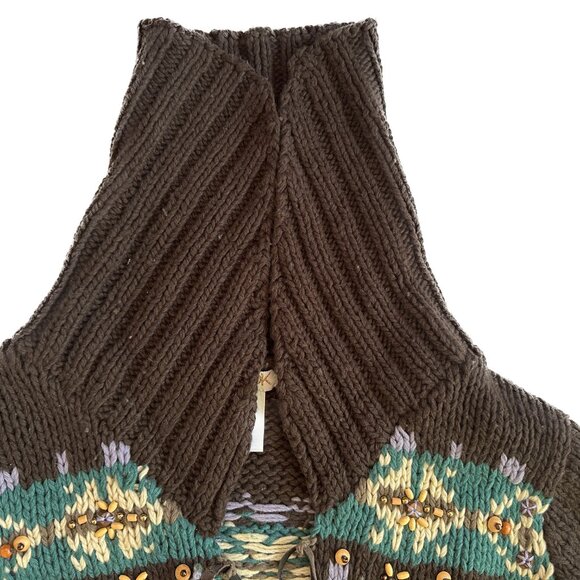 LaROK Woodsman Beaded Lace Up Reindeer Wool Sweater aso Jessica Simpson S - Picture 11 of 16